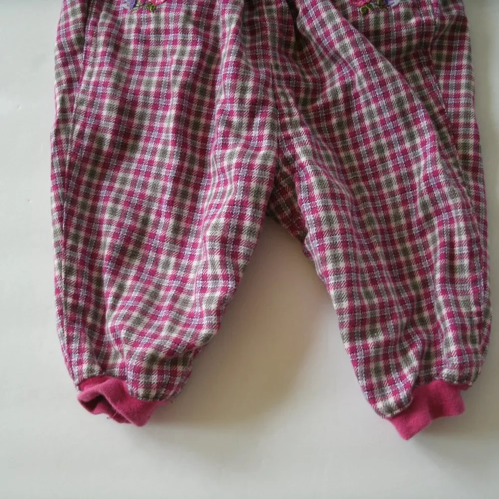 Vintage Baby Place Girls Overalls Pink Flowers Embroidered 3-6 Months